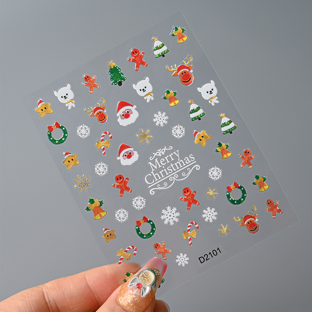 Nail Art Xmas Stickers - 1Pc 5D Christmas Nail Art Stickers