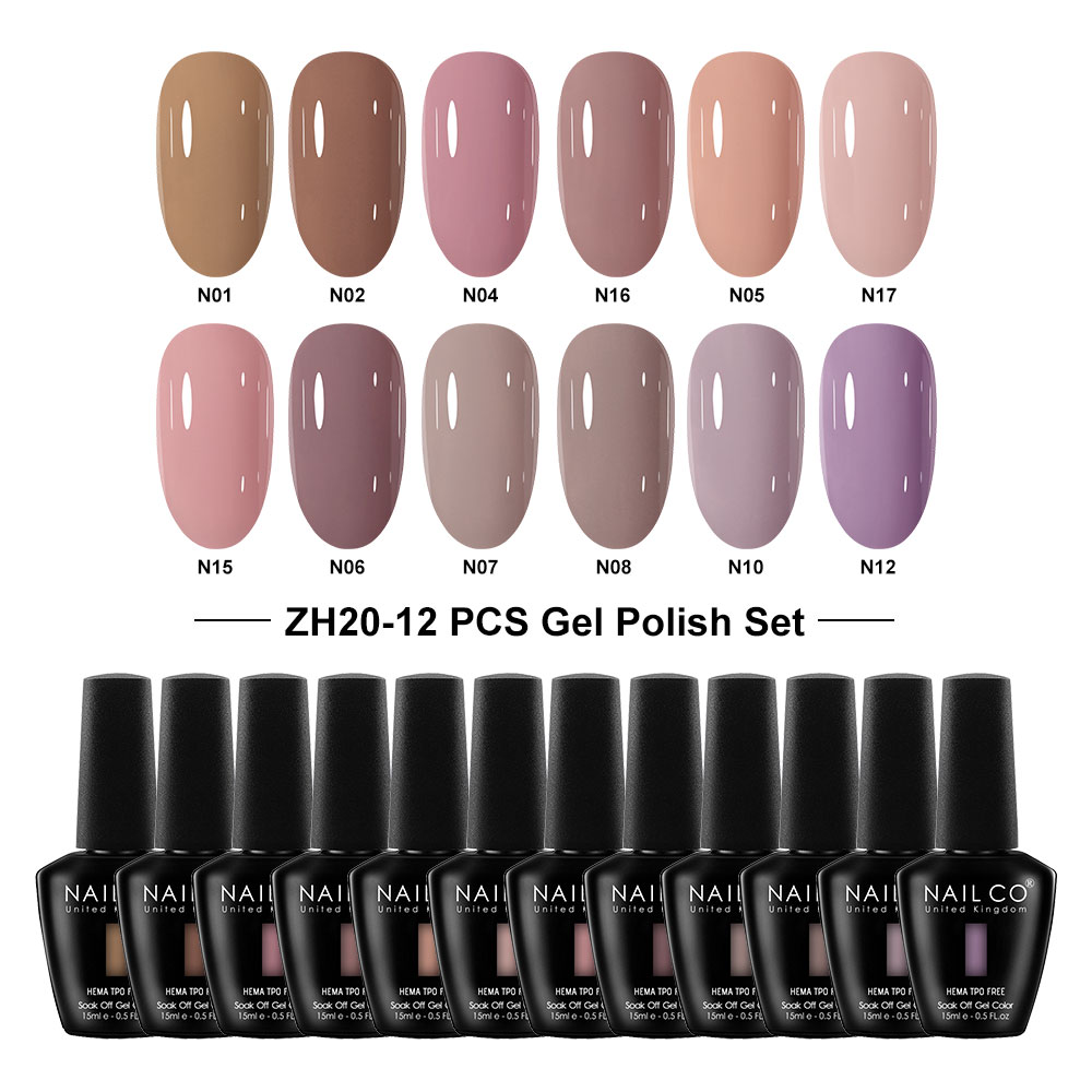 Nail Art Natural Pink - Nailco 12 Colors Pink Gel Polish