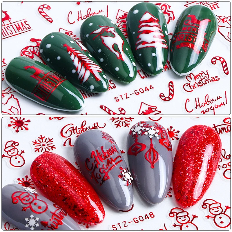 Christmas Nails Accesories Red - Nail Art Xmas Stickers recension och pris