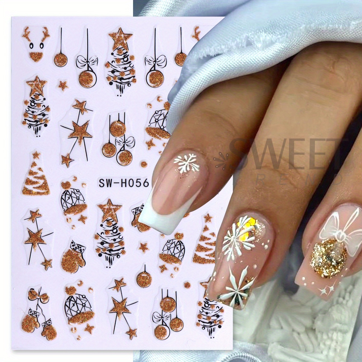 2 pcs Gorgeous Sparkly Christm - Nail Art Xmas Stickers recension och pris