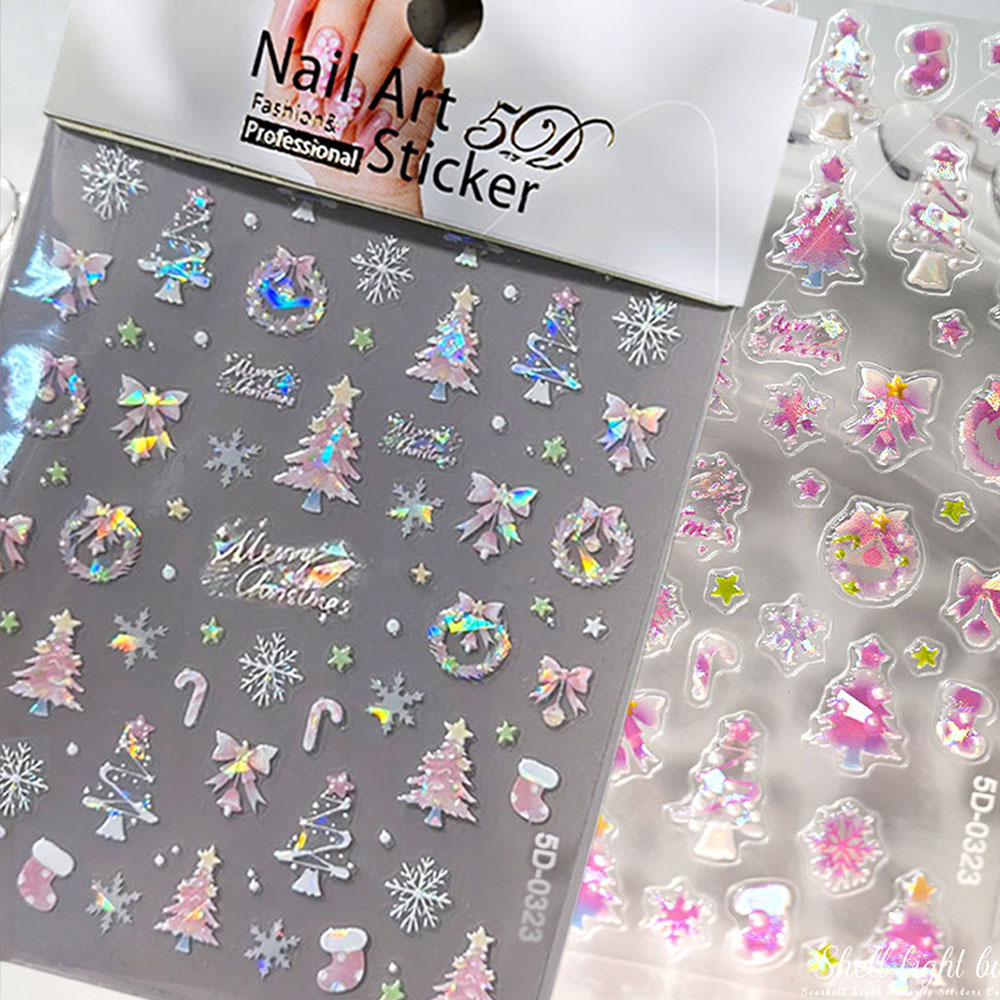 1pcs Aurora Pink Christmas Tre - Nail Art Xmas Stickers recension och pris