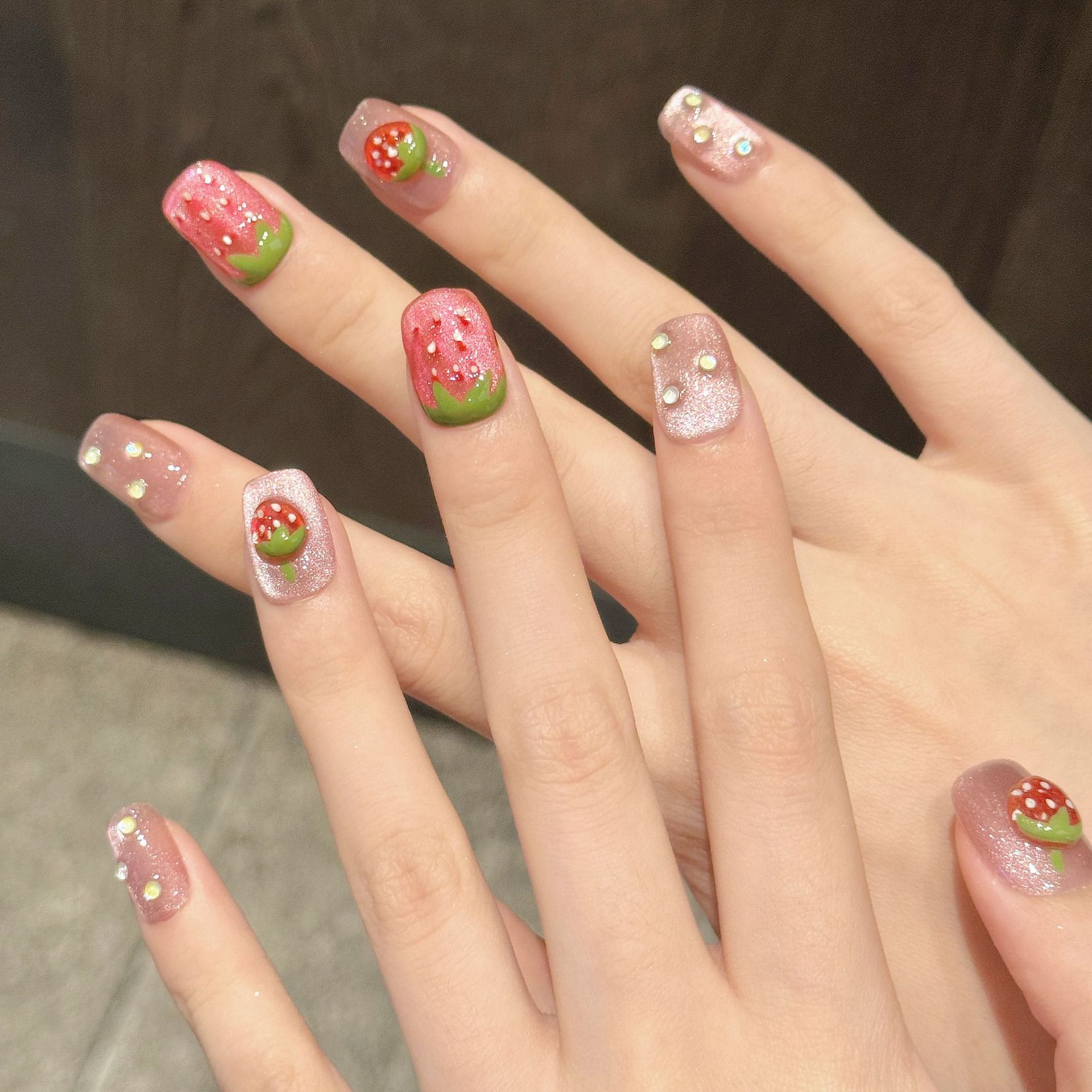 10pcs Handmade Press on Nails  - Nail Art Pink Cat Eye recension och pris