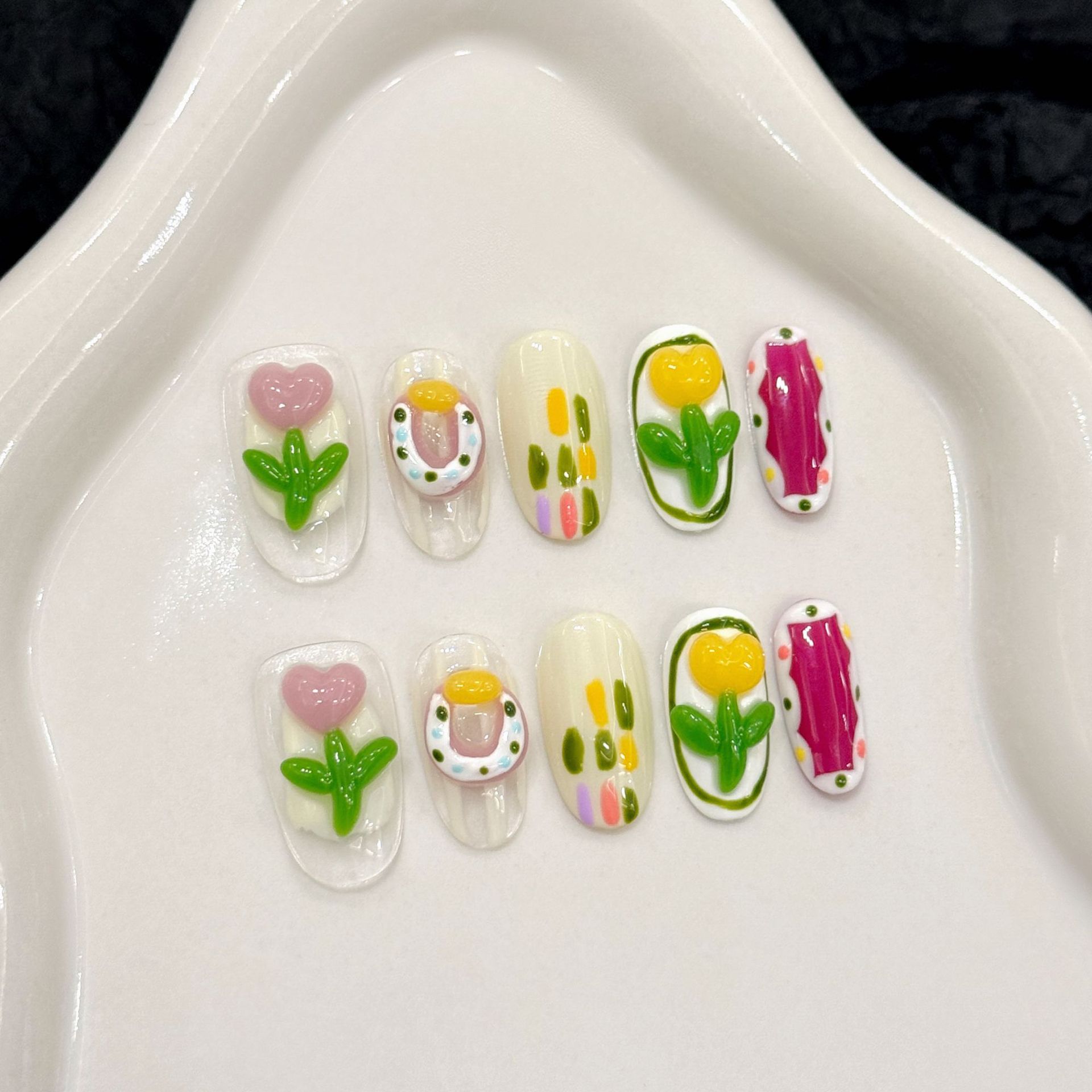 10pcs Handmade Press on Nails  - Nail Art Pink Cat Eye recension och pris