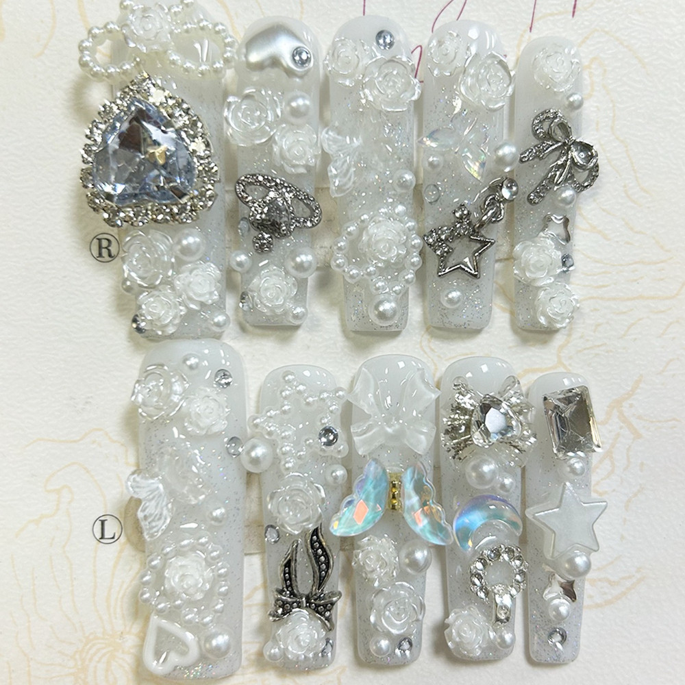 10PCS Cute Jirai Kei White Han - Nail Art Inspo recension och pris