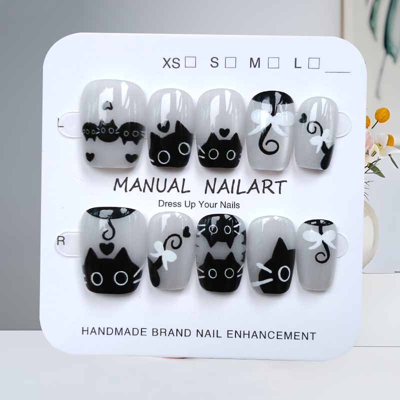 10Pcs Cute Cartoon Black Cat a - Nail Art Pink Cat Eye recension och pris