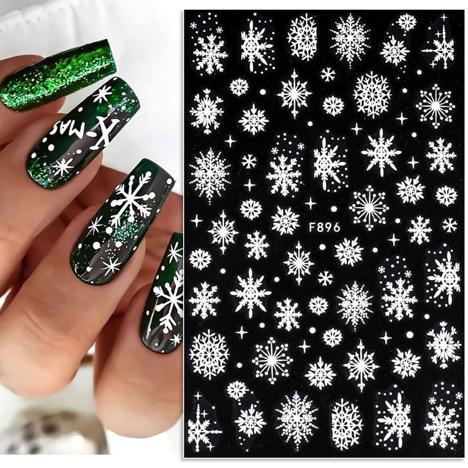 3D Snowflake Nail Art Decals W - Nail Art Xmas Stickers recension och pris