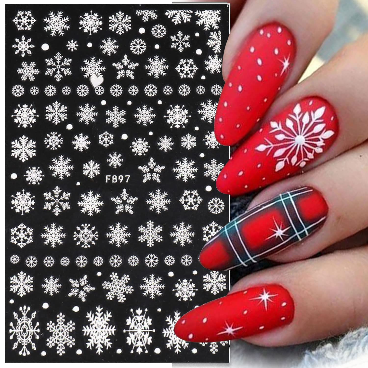 3D Snowflake Nail Art Decals W - Nail Art Xmas Stickers recension och pris