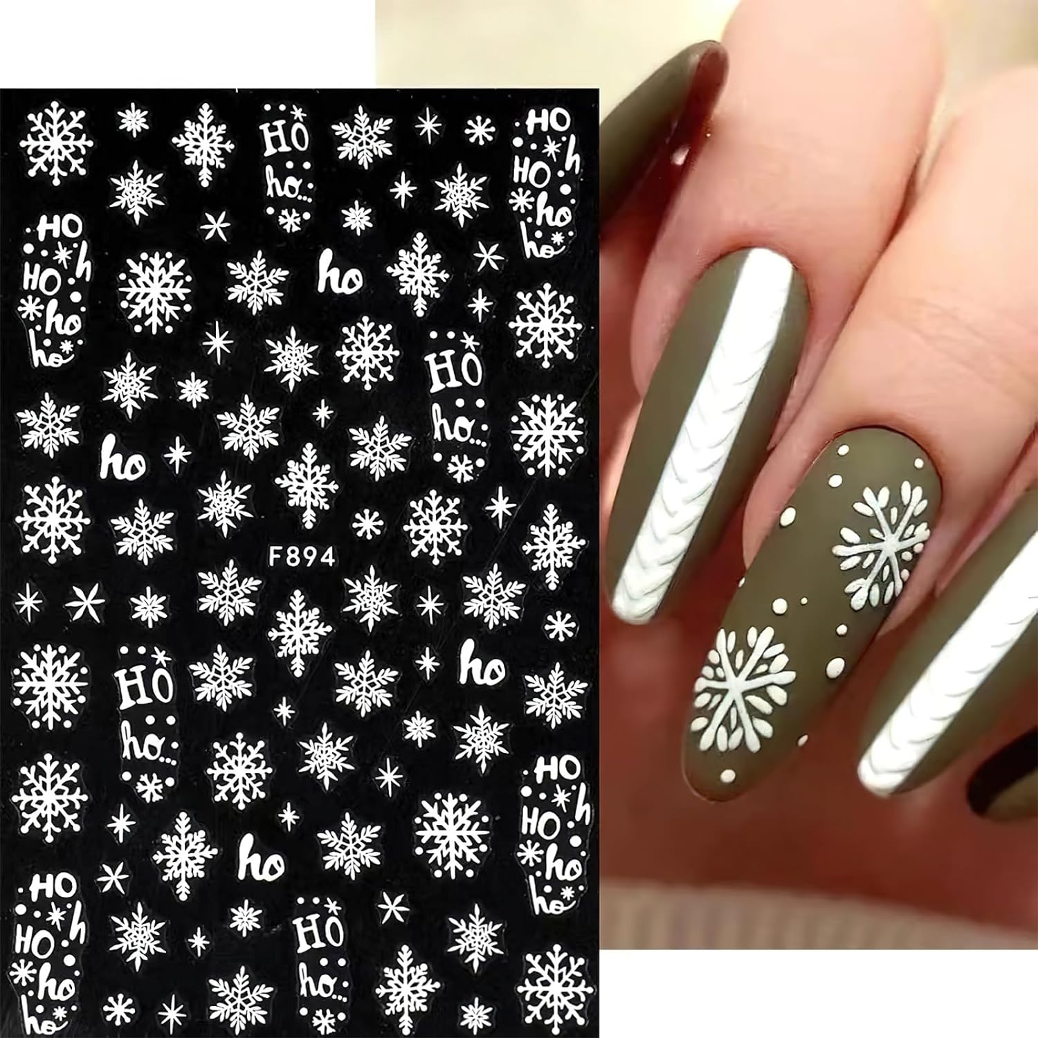 3D Snowflake Nail Art Decals W - Nail Art Xmas Stickers recension och pris